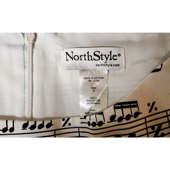 North Style Dress Women’s Size 14 Black And White Music Notes Sleeveless NEW - Picture 8 of 8